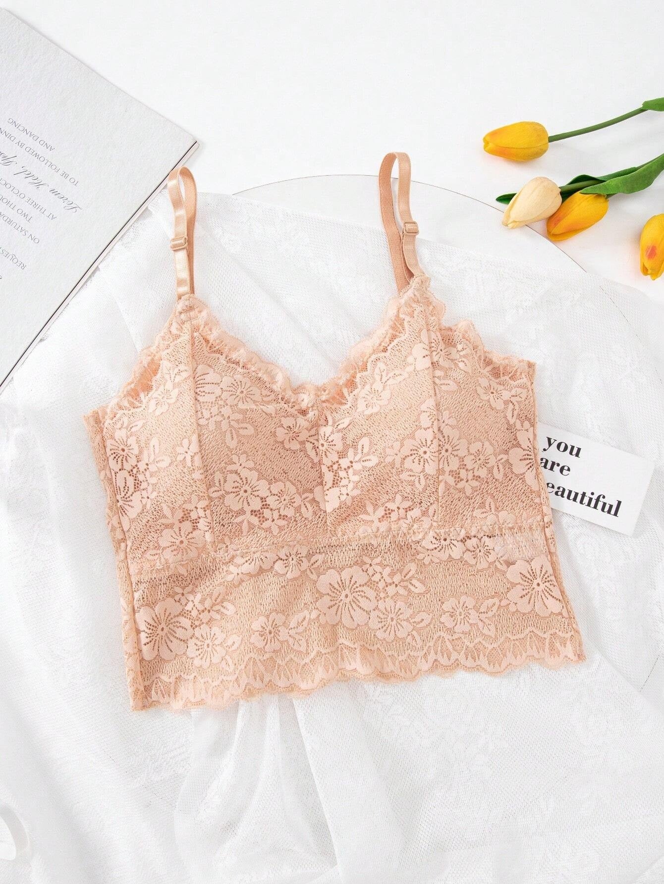 Spitze Rücken Verstellbare Träger Anti-Glanz Camisole BH Maisseide