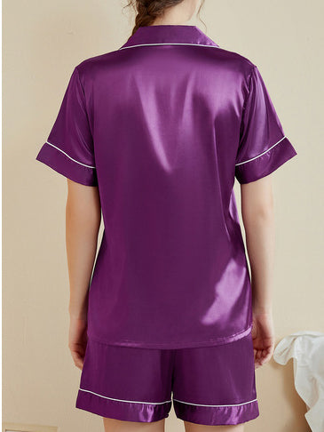 Einfarbiges, ärmelloses, kurzer Hosen-Set mit Casual-Lapell und Loungewear-Stil Indigoblau
