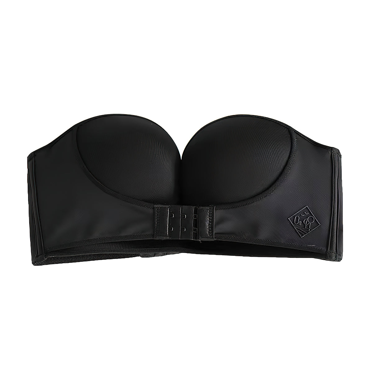 Trägerloser, unsichtbarer Push-up-BH mit vorderer Schnalle, rutschfester, kabelloser Lift-BH, Schwarz