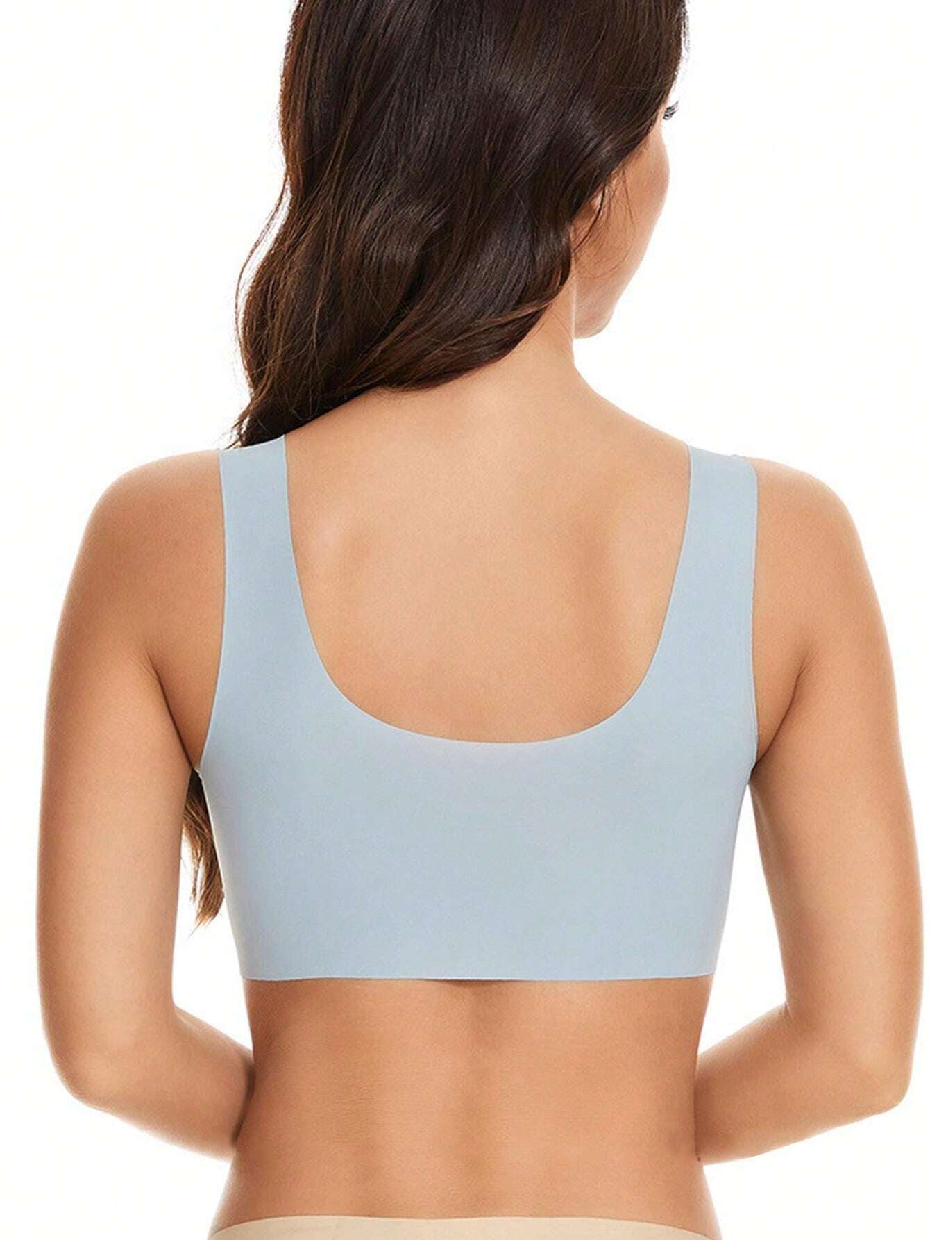 Damen-BH aus Mesh, nahtlos, glatt, bequem, ohne Bügel, Hellblau