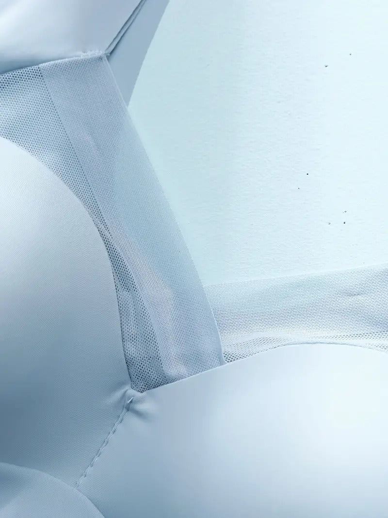 Damen-BH aus Mesh, nahtlos, glatt, bequem, ohne Bügel, Hellblau