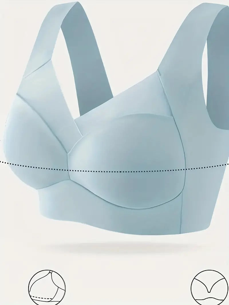 Damen-BH aus Mesh, nahtlos, glatt, bequem, ohne Bügel, Hellblau