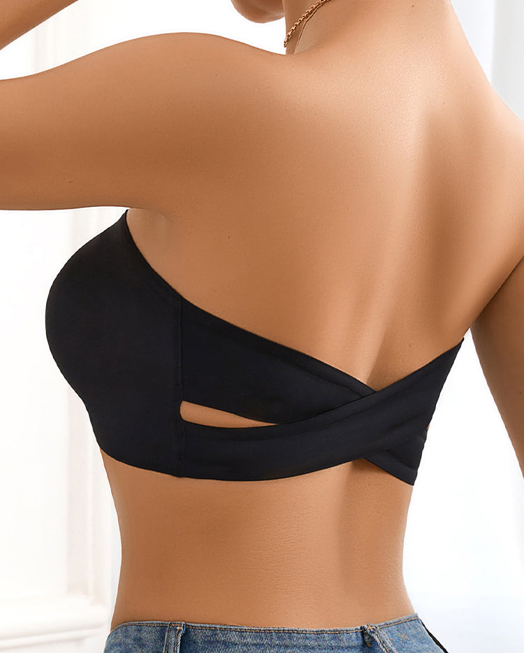 Kreuzschnitt Sexuelle Push-up BH mit Frontverschluss, ohne Träger und ohne Bügel