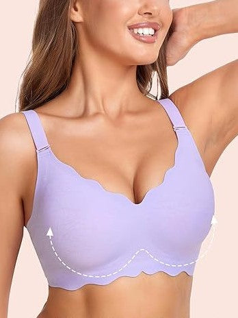 Nahtloser kabelloser BH mit V-Ausschnitt, Violett