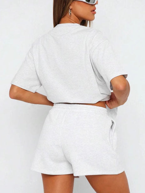 Unisex 2-teiliges Freizeit-Sportset – T-Shirt und Shorts für Damen und Herren