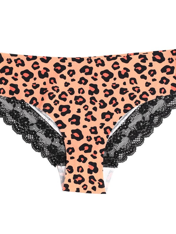 Spitzenbesatz, Leopardenmuster, spurloses Plus-Size-Höschen