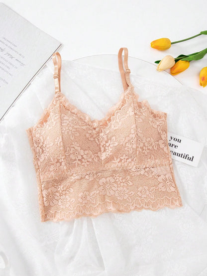 Spitze Rücken Verstellbare Träger Anti-Glanz Camisole BH Maisseide