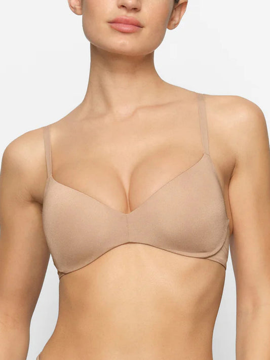 Sexy solider, kabelloser Push-up-Plunge-BH in Beige