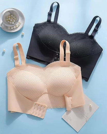 Trägerloser rutschfester Push-up nahtloser wireless BH Schwarz
