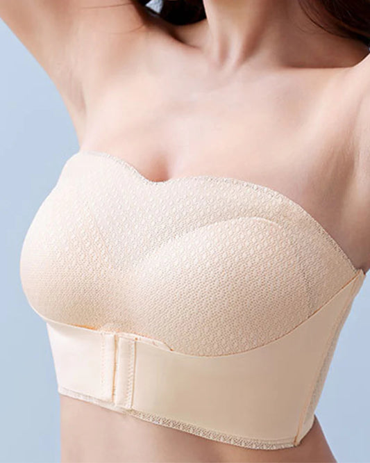Trägerloser rutschfester Push-up nahtloser wireless BH Bräunen