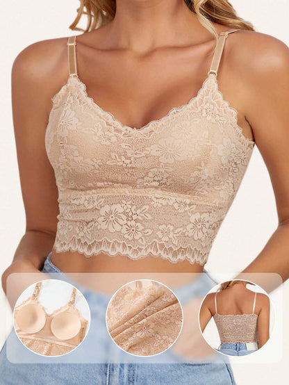 Spitze Rücken Verstellbare Träger Anti-Glanz Camisole BH Maisseide