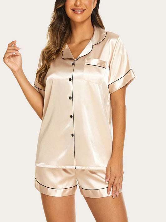 Einfarbiges, ärmelloses, kurzer Hosen-Set mit Casual-Lapell und Loungewear-Stil Kornsiklegelb