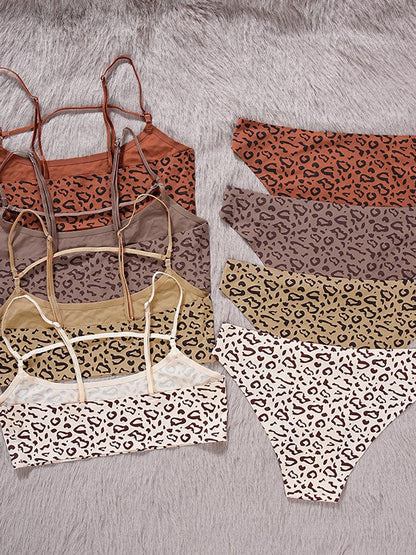 Dessous-Set mit Leopardenmuster und Ausschnitten