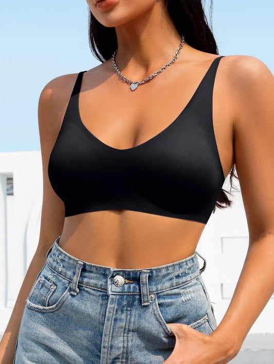 Solides, nahtloses Bralette in Schwarz