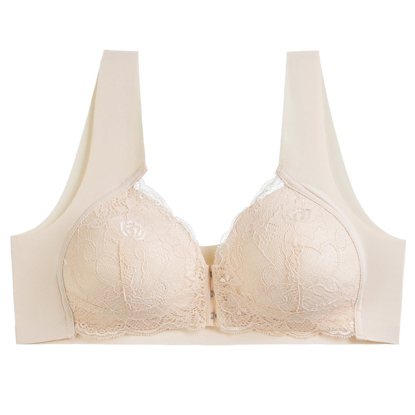 Plus-Size-BH mit Push-up-Spitze, vorne geschlossen, bügellos, Beige