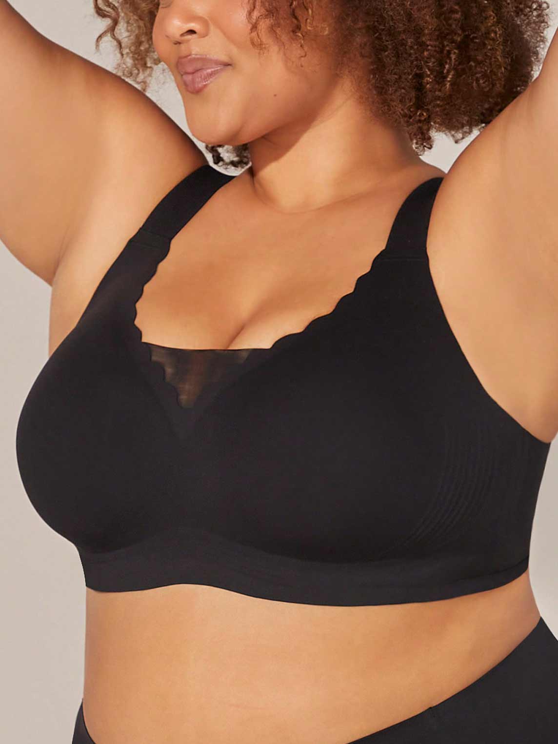 Plus Comfort Lace Plain Wireless Soft Support BH Schwarz