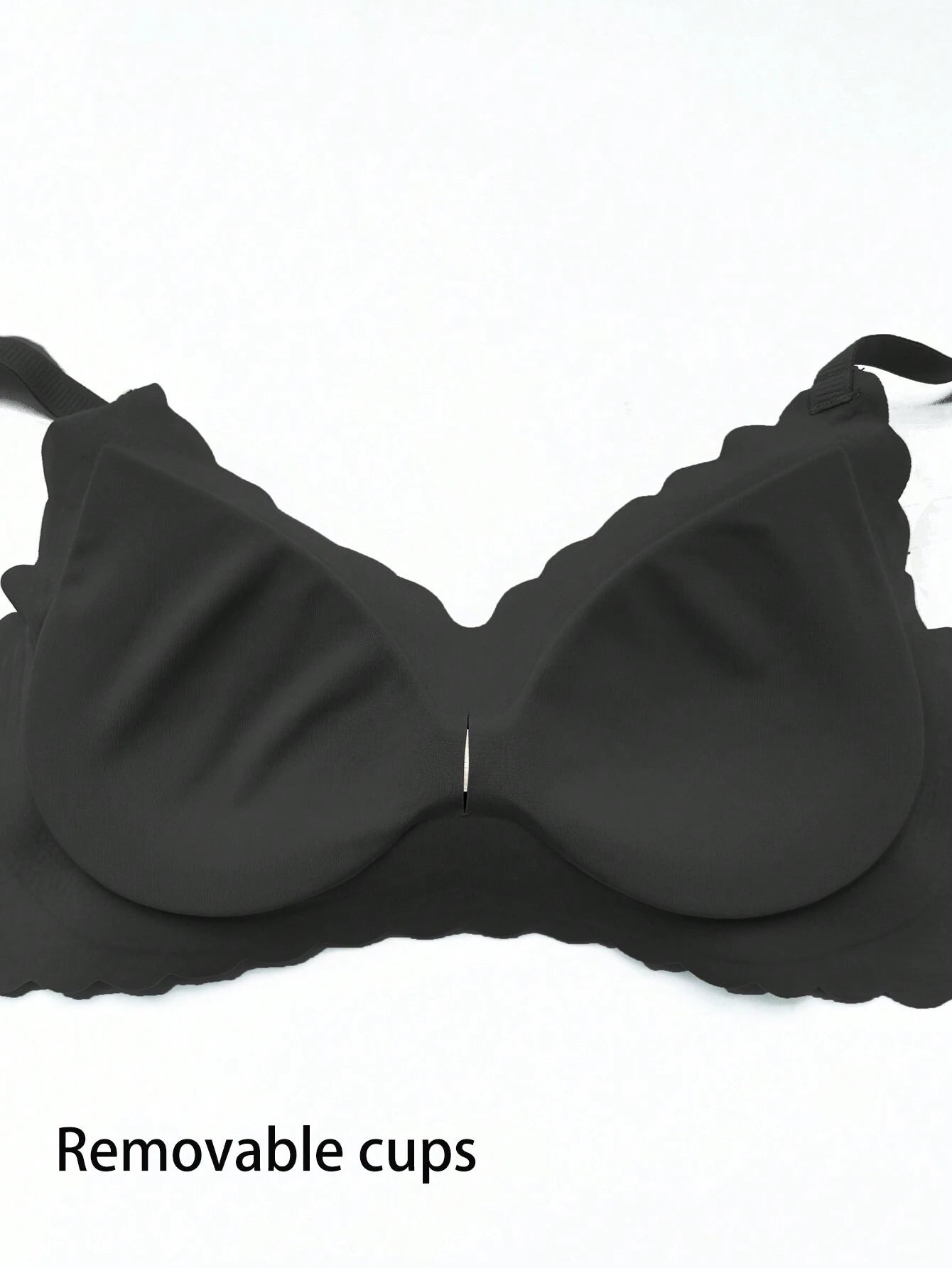 Solides, nahtloses Bralette mit Muschelbesatz in Schwarz