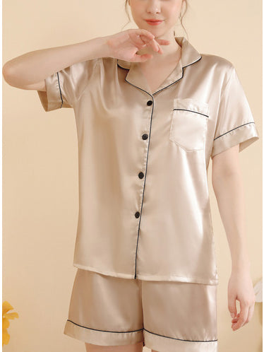 Einfarbiges, ärmelloses, kurzer Hosen-Set mit Casual-Lapell und Loungewear-Stil Kornsiklegelb
