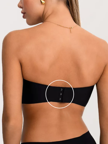 Trägerloser, kabelloser, unsichtbarer Push-up-BH mit Tube-Top, Schwarz