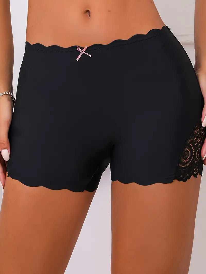 Weiches und bequemes Boyshort-Höschen mit kontrastierender Spitze und Muschelbesatz