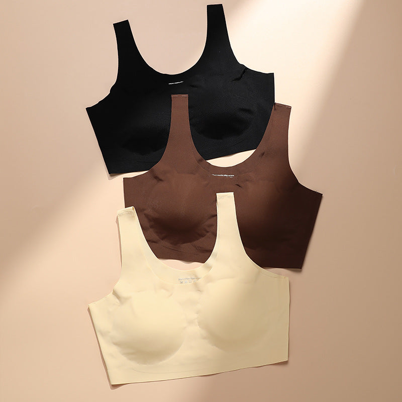 Drahtloser Yoga-BH mit Cut-Outs am Rücken, Beige