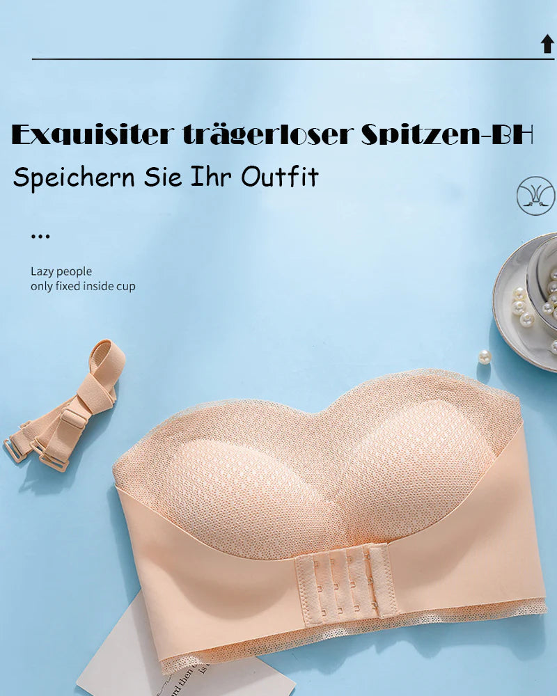 Trägerloser rutschfester Push-up nahtloser wireless BH Weiß
