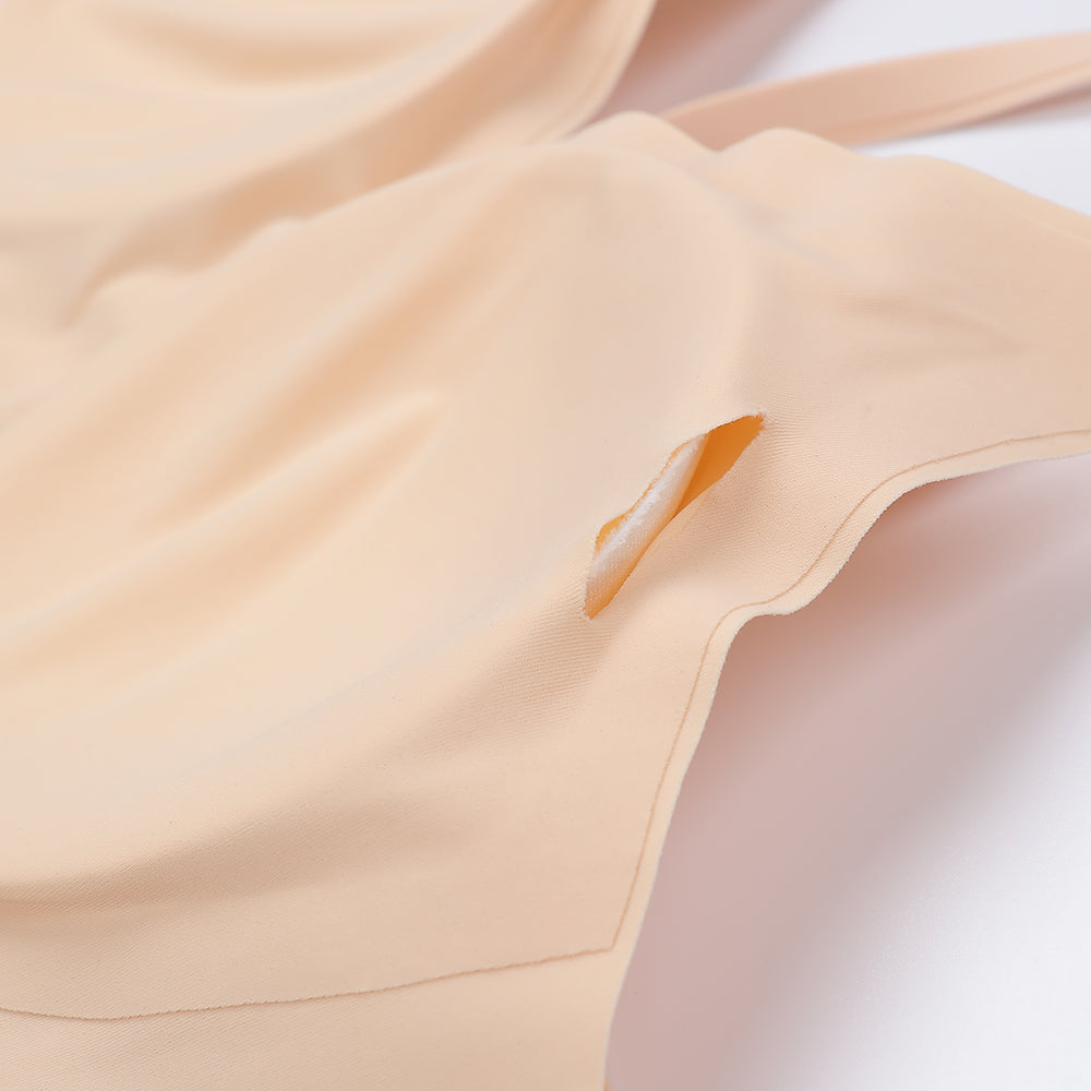 Nahtloser, kabelloser Push-up-BH mit tiefem Rücken, Rosa