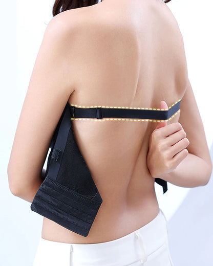 Trägerloser rutschfester Push-up nahtloser wireless BH Schwarz