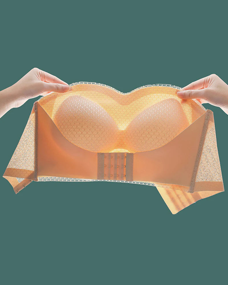 Trägerloser rutschfester Push-up nahtloser wireless BH Bräunen