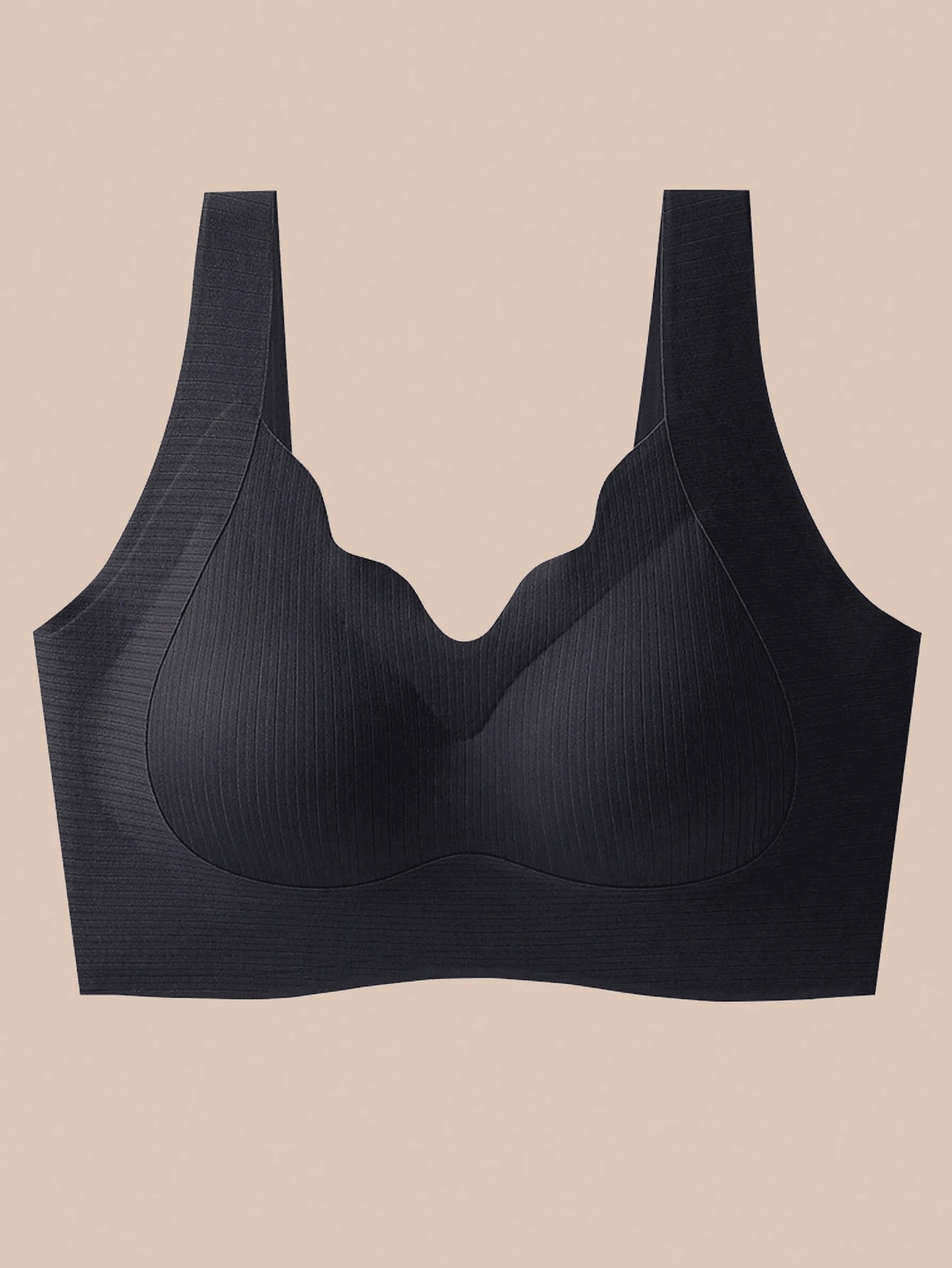 Nahtloser V-Ausschnitt Sport-BH im Tanktop-Stil – atmungsaktiv, bequem, perfekt für Yoga und Alltag Schwarz