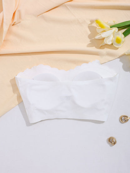 Bügelloser Comfort Plissee-Bandeau-BH Weiß