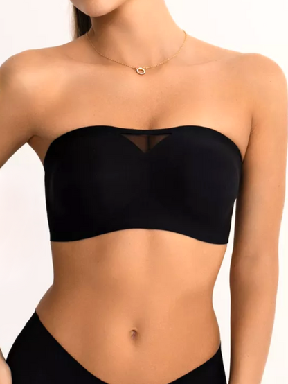 Trägerloser, kabelloser, unsichtbarer Push-up-BH mit Tube-Top, Schwarz