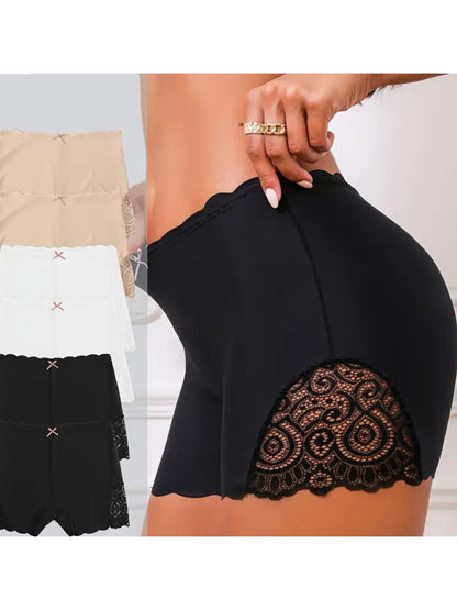 Weiches und bequemes Boyshort-Höschen mit kontrastierender Spitze und Muschelbesatz