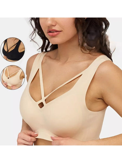 Nude Jelly Strip Support Atmungsaktiver, bequemer, nahtloser BH Beige