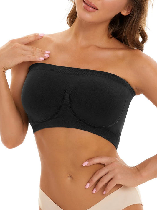 Unsichtbarer, atmungsaktiver, nahtloser Tube-Top-BH, Schwarz