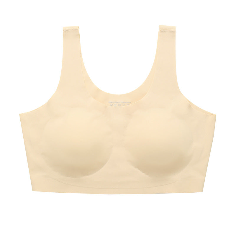 Drahtloser Yoga-BH mit Cut-Outs am Rücken, Beige