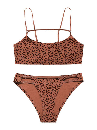 Dessous-Set mit Leopardenmuster und Ausschnitten