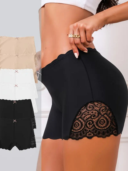 Weiches und bequemes Boyshort-Höschen mit kontrastierender Spitze und Muschelbesatz