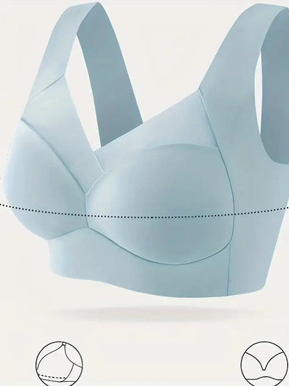 Damen-BH aus Mesh, nahtlos, glatt, bequem, ohne Bügel, Hellblau