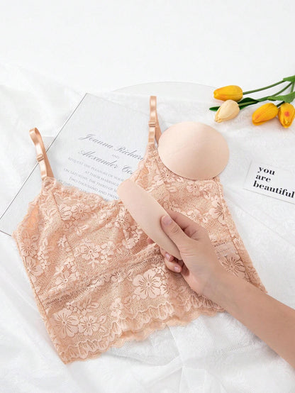 Spitze Rücken Verstellbare Träger Anti-Glanz Camisole BH Maisseide
