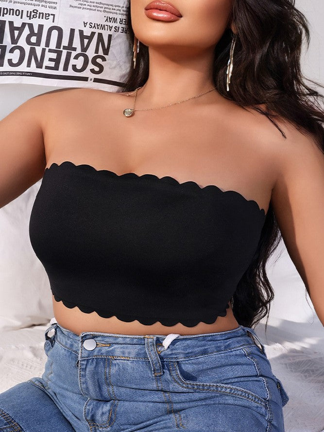 Sexy, atmungsaktiver, rutschfester Stahlring-nahtloser Tube-Top-BH mit Wellenrand