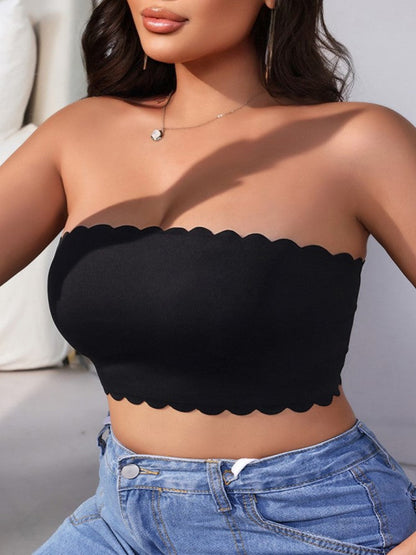 Sexy, atmungsaktiver, rutschfester Stahlring-nahtloser Tube-Top-BH mit Wellenrand