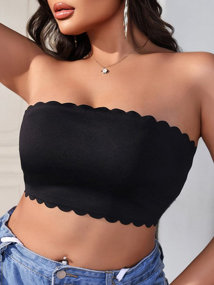 Sexy, atmungsaktiver, rutschfester Stahlring-nahtloser Tube-Top-BH mit Wellenrand