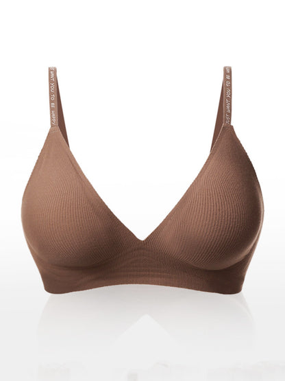 Sexy kabelloser Push-up-BH mit tiefem V-Ausschnitt in Braun