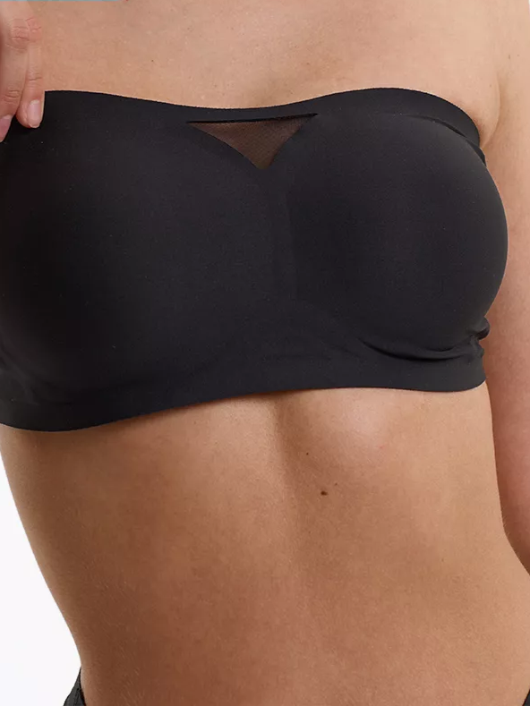 Trägerloser, kabelloser, unsichtbarer Push-up-BH mit Tube-Top, Schwarz