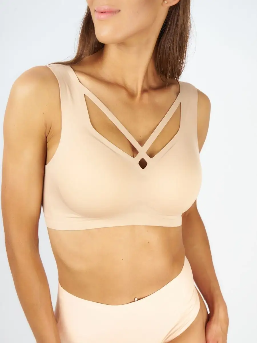 Nude Jelly Strip Support Atmungsaktiver, bequemer, nahtloser BH Beige