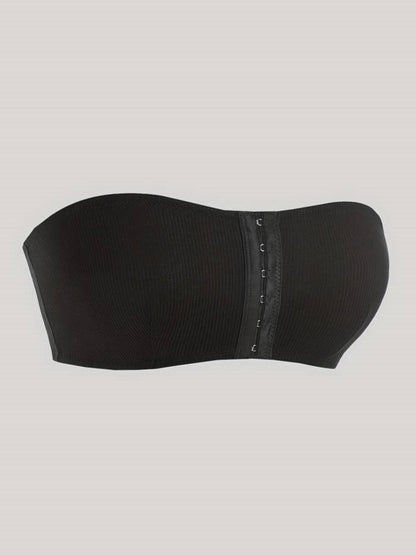 Damen-Bralette mit Vorderverschluss, trägerlos, ohne Polsterung, kabelloser Bandeau-BH, Schwarz